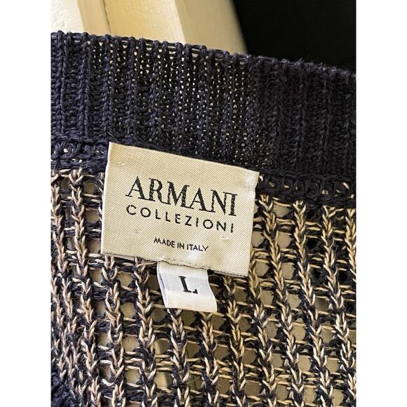 Vintage ARMANI COLLEZIONI Open Knit Sweater, Large - Linen / Cotton Blend - Picture 4 of 8